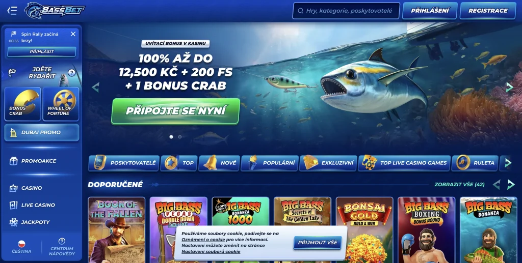 Domovská stránka Bassbet casino